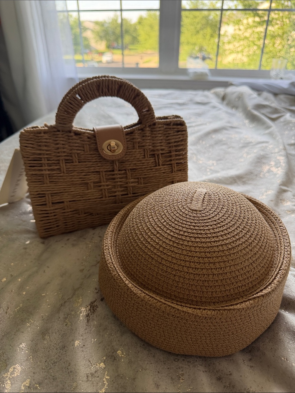 Woven Mini Top-Handle Bag in Tan - Picture 6 of 6